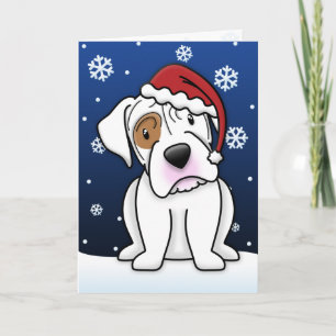 Festividades Cartão de Natal do Boxer Branco Kawaii