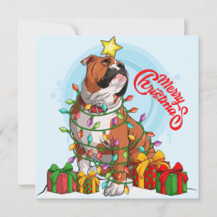 Festividades Cartão de Natal do Bulldog Inglês das Festas