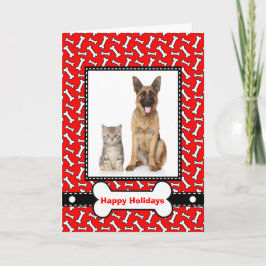 Festividades Cartão de Natal do Cachorro e Gato da Família