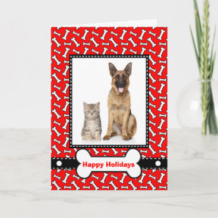 Festividades Cartão de Natal do Cachorro e Gato da Família