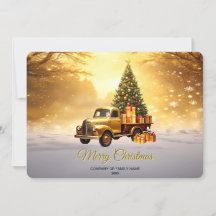 Cartão de Natal do Caminhão Dourado Árvore de Nata