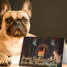 Cartão de Natal do cão Bulldog Francês