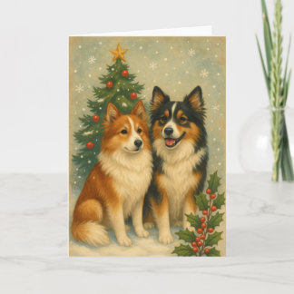 Festividades Cartão de Natal do Cão de Ovelha Islandês