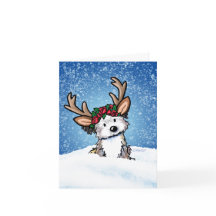 Cartão de Natal do Cão Havanês Rena