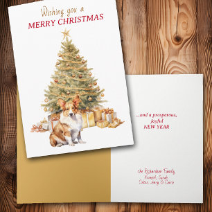 Festividades Cartão de Natal do Cão Pembroke Welsh Corgi da Árv