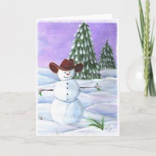 Festividades Cartão de Natal do Cowboy Snowman