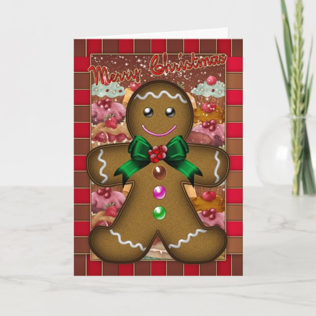 Festividades Cartão de Natal do Gingercake Man - Feliz Natal (Frente)