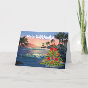Festividades Cartão de Natal do Havaí Mele Kalikimaka