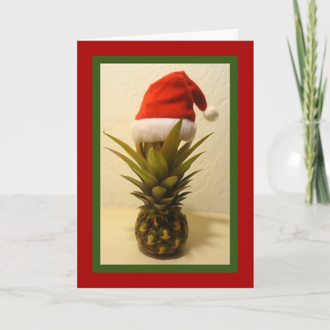 Festividades Cartão de Natal do Havaí Pineapple Santa Hat (Frente)