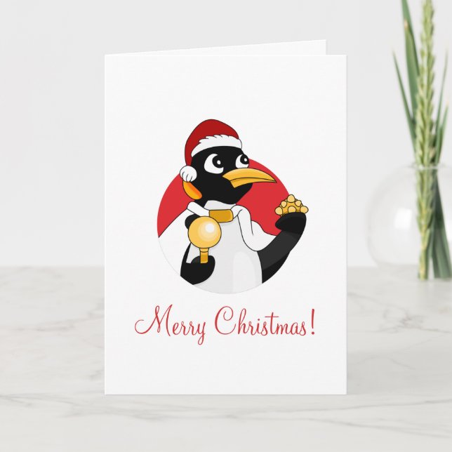 Festividades Cartão de Natal do Imperador Pinguim (Frente)