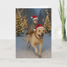 Cartão de Natal do Labrador Amarelo e Perdiz