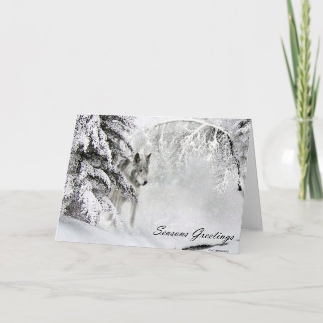 Festividades cartão de natal do lobo (Frente)