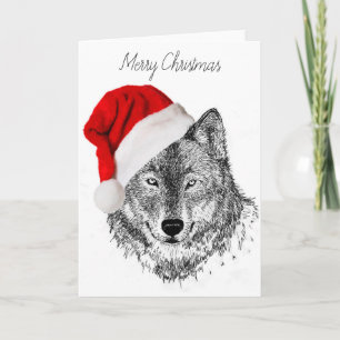 Festividades Cartão de Natal do lobo do papai noel - vazio