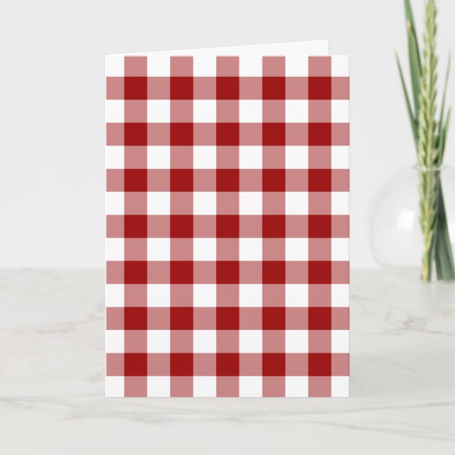 Festividades Cartão de Natal do Padrão de Gingham Vermelho e Br (Frente)
