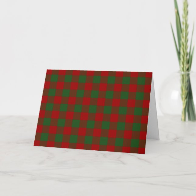 Festividades Cartão de Natal do Padrão de Gingham Vermelho e Ve (Frente)