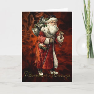 Festividades Cartão de Natal do pai do vintage de Papai Noel
