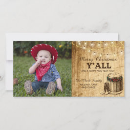 Festividades Cartão de Natal do País - Botas e Luzes de Cowboy