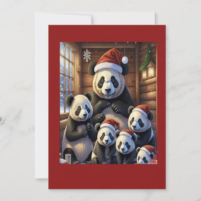 Festividades cartão de Natal do panda (Frente)