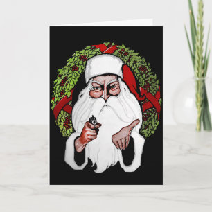 Festividades Cartão de Natal do Papai Noel Antigo com uma Arma