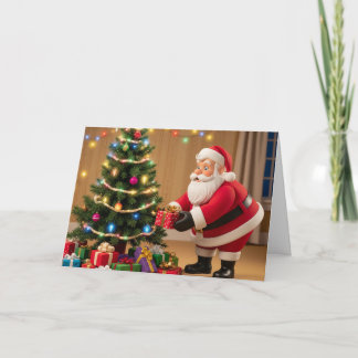 Festividades Cartão de Natal do Papai Noel Colocando Presentes