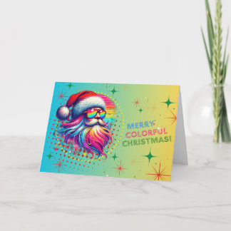 Festividades Cartão de Natal do Papai Noel Colorido Brilhante