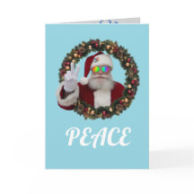 Cartão de Natal do Papai Noel da Paz Divertido