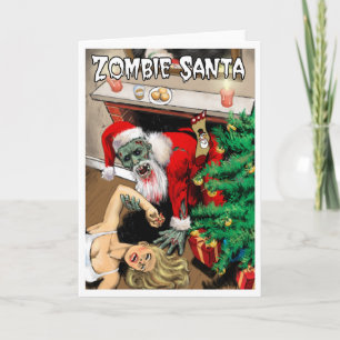 Festividades Cartão de Natal do papai noel do zombi - interior