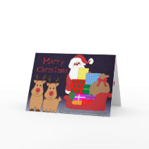 Cartão de Natal do Papai Noel e das Rena