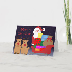 Festividades Cartão de Natal do Papai Noel e das Rena