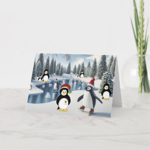 Festividades Cartão de Natal do Pinguim no Gelo