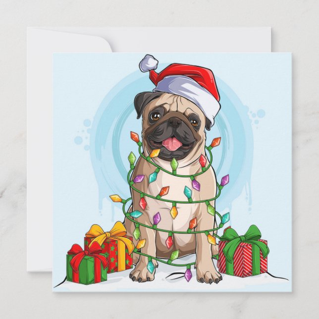 Festividades Cartão de Natal do Pug (Frente)