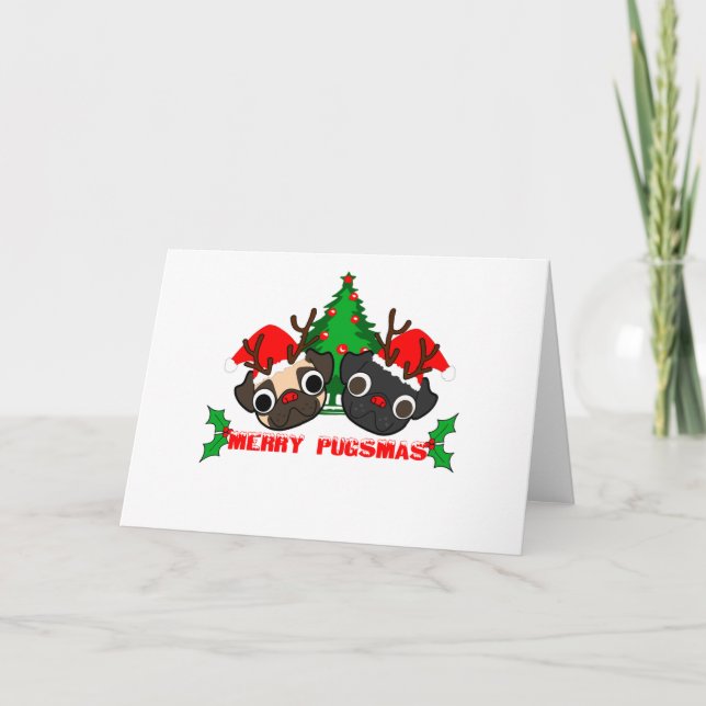 Festividades Cartão de Natal do Pug (Frente)