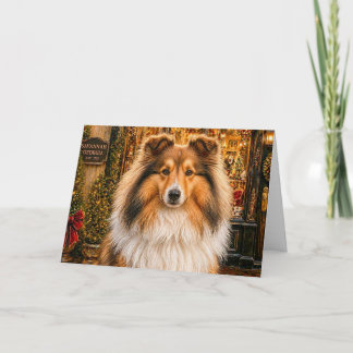Festividades Cartão de Natal do Shetland Sheepdog
