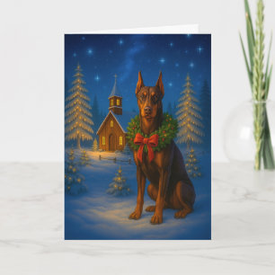 Festividades Cartão de Natal Doberman Vermelho