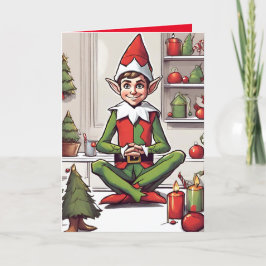 Festividades Cartão de Natal Dobrado com Conceito de Elfo Retro