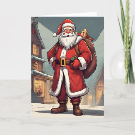 Festividades Cartão de Natal Dobrado com Conceito Retro de Papa