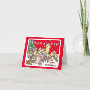 Festividades Cartão de Natal dobrado de Suricatos Fofos