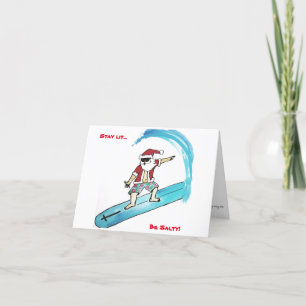 Festividades Cartão de Natal dobrado do Papai Noel Surfista
