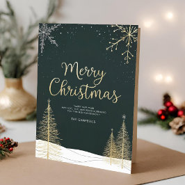 Festividades Cartão de Natal Dobrado Dourado Feliz Natal