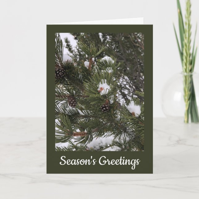 Festividades Cartão de Natal Dobrado Pinhas Nevadas (Frente)