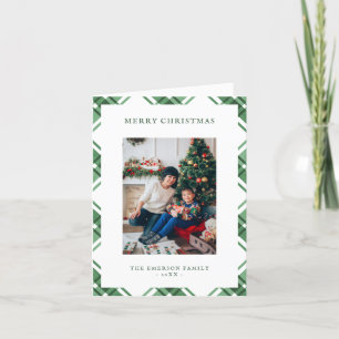 Festividades Cartão de Natal Dobrado Xadrez Verde Branco