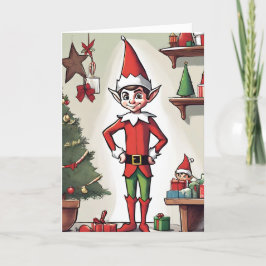 Festividades Cartão de Natal Dobrável com Conceito Retro de Elf