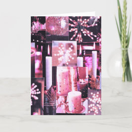 Festividades Cartão de Natal dobrável com velas e brilhos