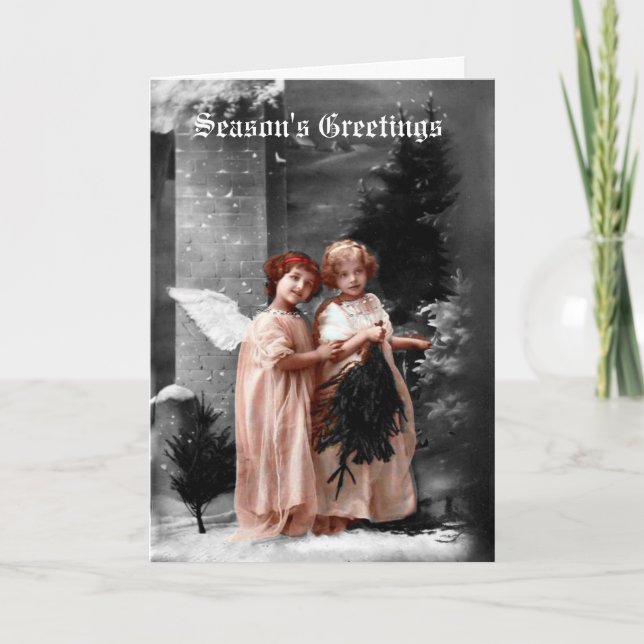 Festividades Cartão de Natal dos anjos do Victorian, cerca de (Frente)