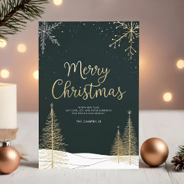 Festividades Cartão de Natal Dourado Caligráfico de Férias