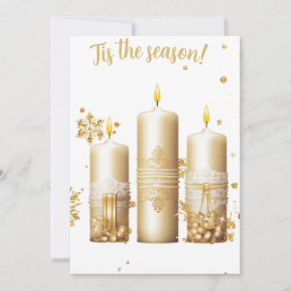 Festividades Cartão de Natal Dourado com Velas