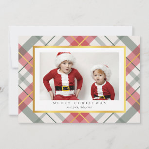 Festividades Cartão de Natal Dourado com Xadrez de Strawberry T