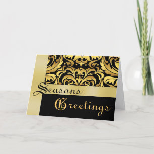 Festividades Cartão de Natal Dourado e preto Dourado Damasco