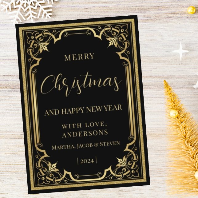 Festividades Cartão de Natal dourado elegante e sofisticado (Criador carregado)