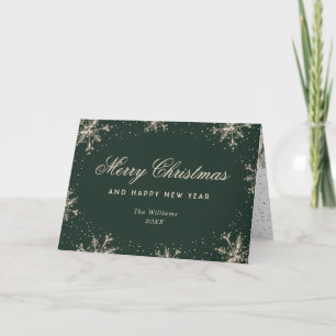 Festividades Cartão de Natal e Ano Novo com Foto Verde Elegante